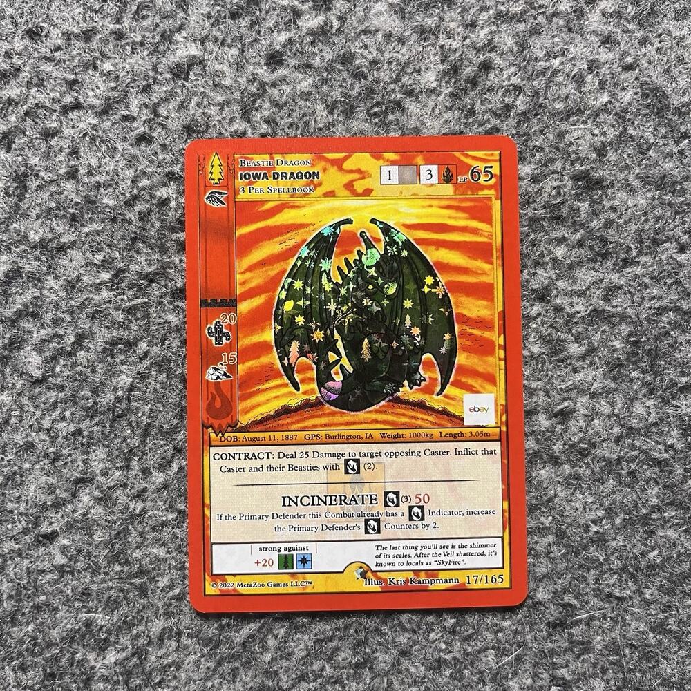 Metazoo x EBay Iowa Dragon 17/165 Reverse Holo Wilderness Stamped NM